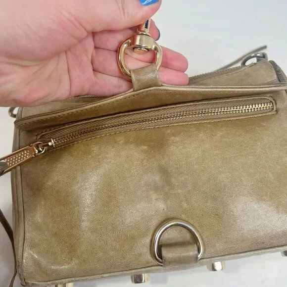 Rebecca Minkoff M.A.C. Taupe Leather Crossbody Bag Purse - Picture 4 of 12